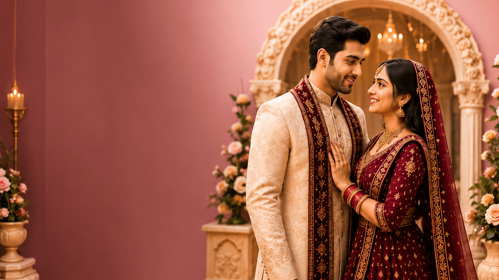 Indian wedding couple in traditional attire